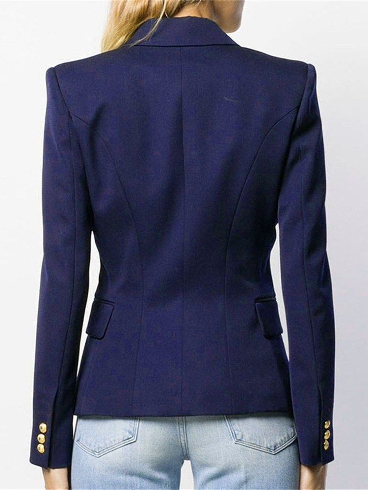 Houndstooth Dubbelknäppt Långärmad Standard Fall Casual Damblazer