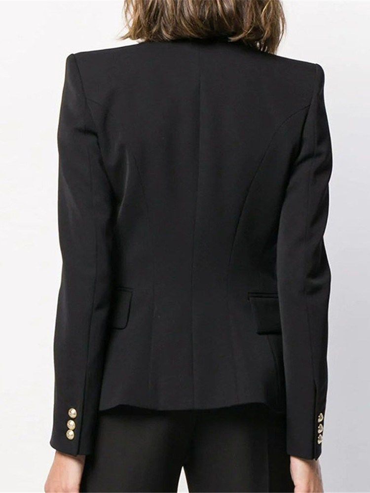 Houndstooth Dubbelknäppt Långärmad Standard Fall Casual Damblazer