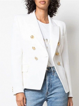 Houndstooth Dubbelknäppt Långärmad Standard Fall Casual Damblazer