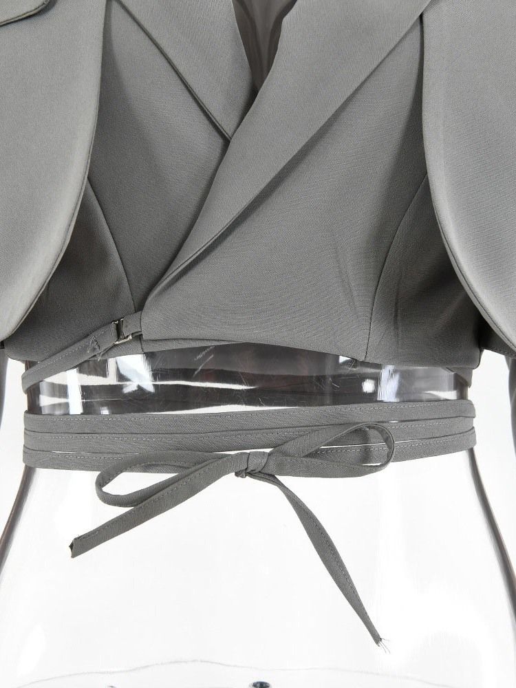 Lace-Up Långärmad Lapel Vanlig Casual Blazer För Kvinnor