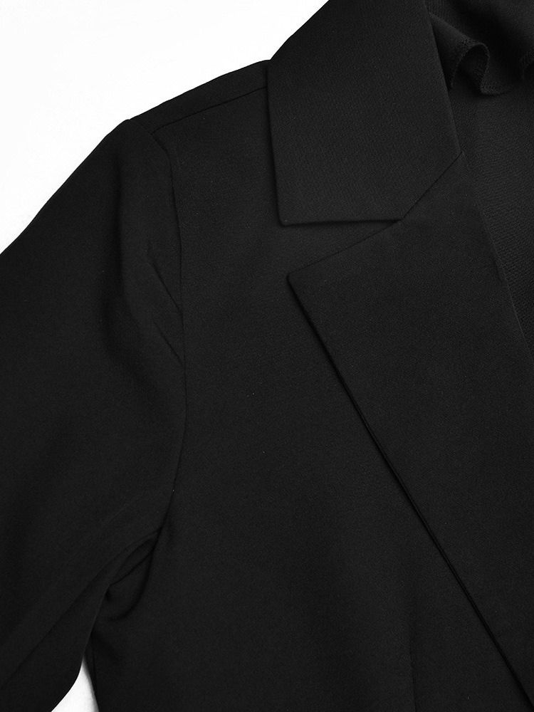 Lace-Up Lapel Lapel Långärmad Mellanlängd Casual Blazer För Kvinnor