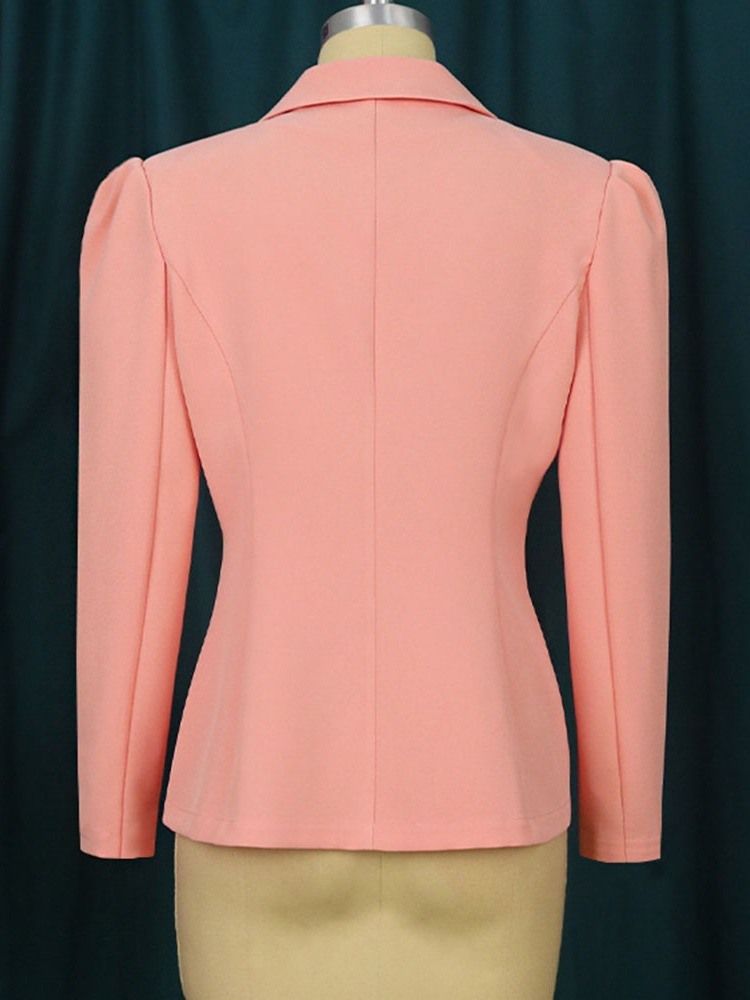 Långärmad Dubbelknäppt Vanlig Spring Standard Casual Blazer