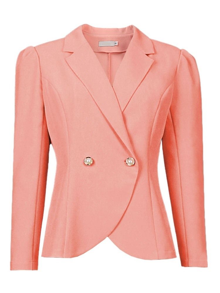 Långärmad Dubbelknäppt Vanlig Spring Standard Casual Blazer