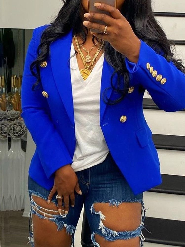 Långärmad Enkel Dubbelknäppt Casual Blazer