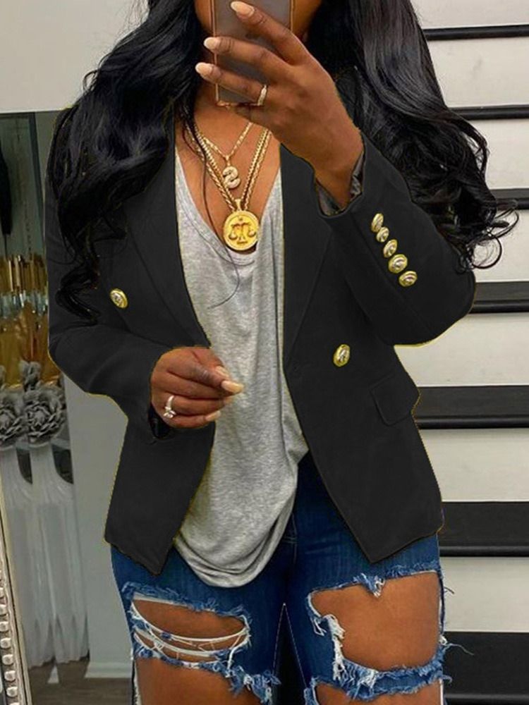 Långärmad Enkel Dubbelknäppt Casual Blazer