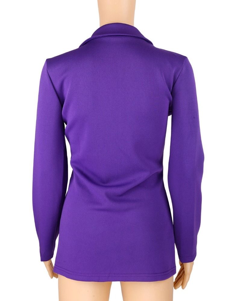 Långärmad Lapel Blixtlås Fjäder Mellanlång Casual Blazer