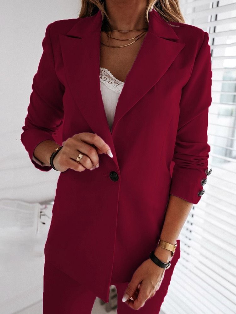 Långärmad Med En Knapp Skårad Lapelfjäder Vanlig Casual Blazer