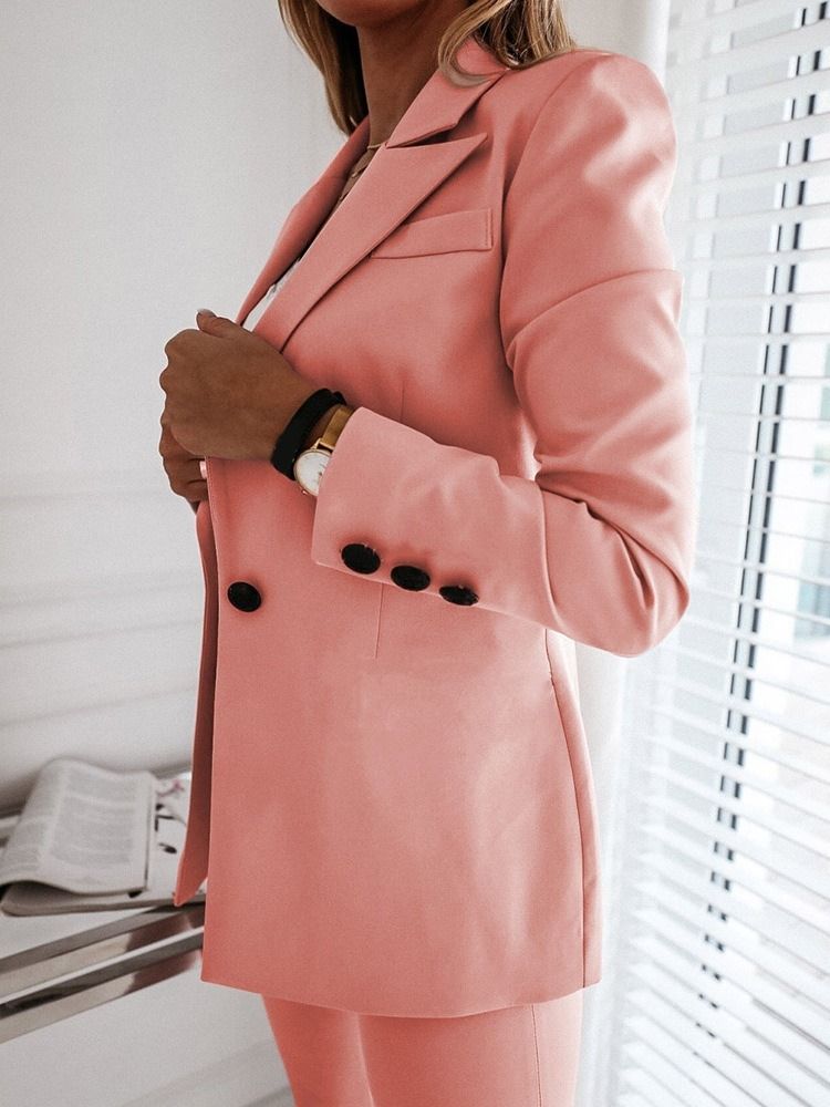 Långärmad Med En Knapp Skårad Lapelfjäder Vanlig Casual Blazer