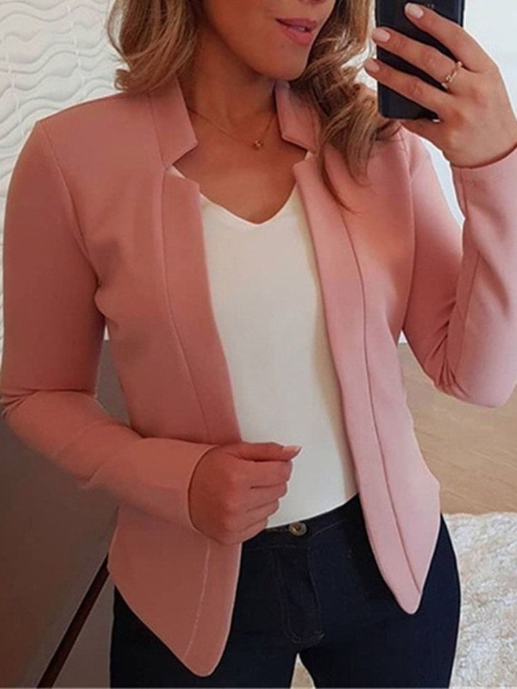 Långärmad Skårad Kavaj Omslagen Standard Fall Casual Damblazer