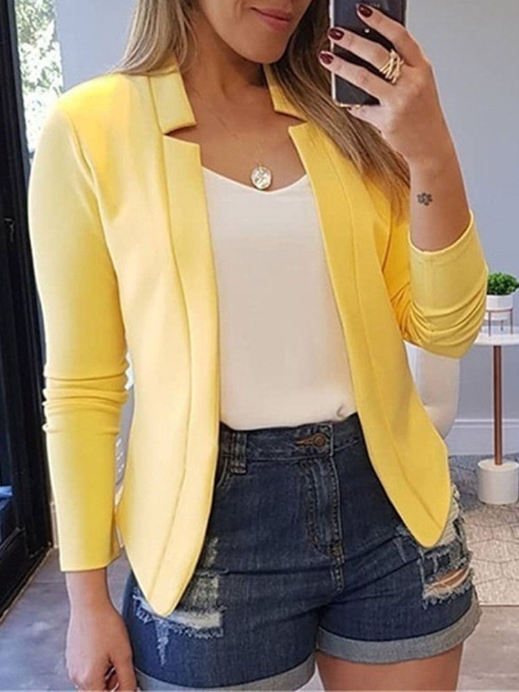 Långärmad Skårad Kavaj Omslagen Standard Fall Casual Damblazer