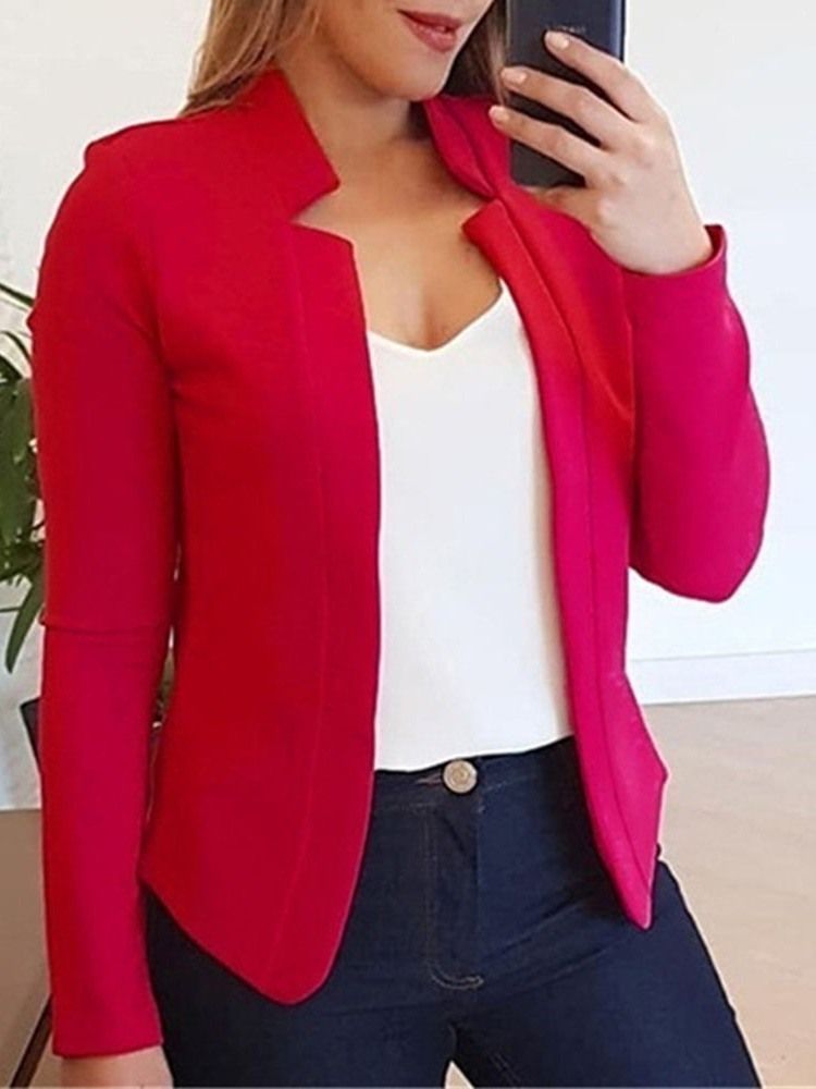 Långärmad Skårad Kavaj Omslagen Standard Fall Casual Damblazer