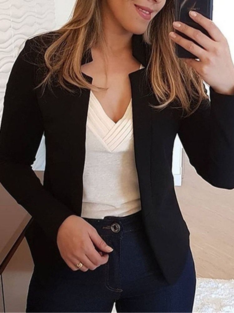 Långärmad Skårad Kavaj Omslagen Standard Fall Casual Damblazer