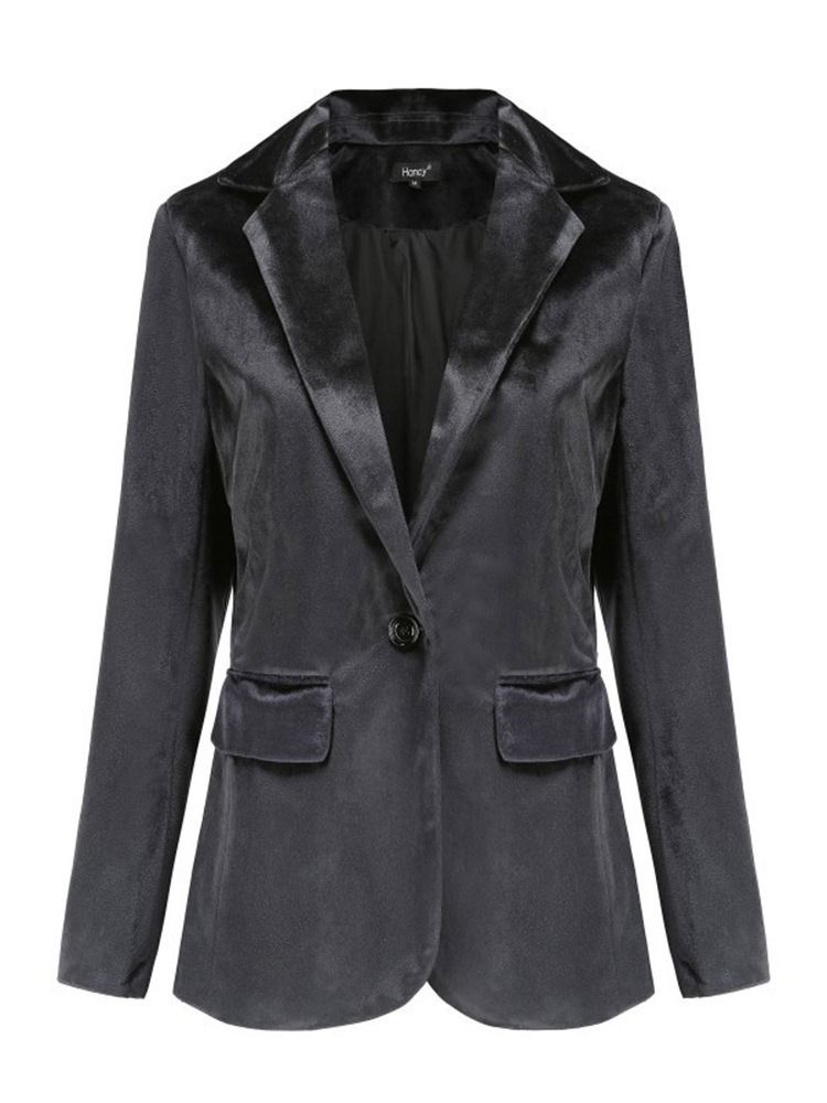 Långärmad Vanlig Enknapps Vanlig Fall Casual Blazer