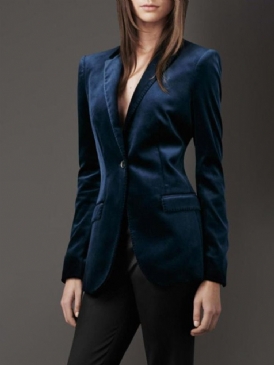 Långärmad Vanlig Enknapps Vanlig Fall Casual Blazer