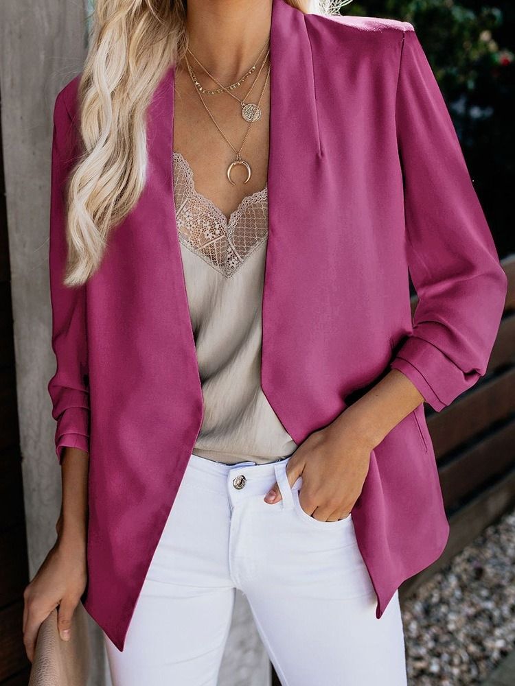 Långärmad Vanlig Vanlig Standard Casual Blazer För Kvinnor