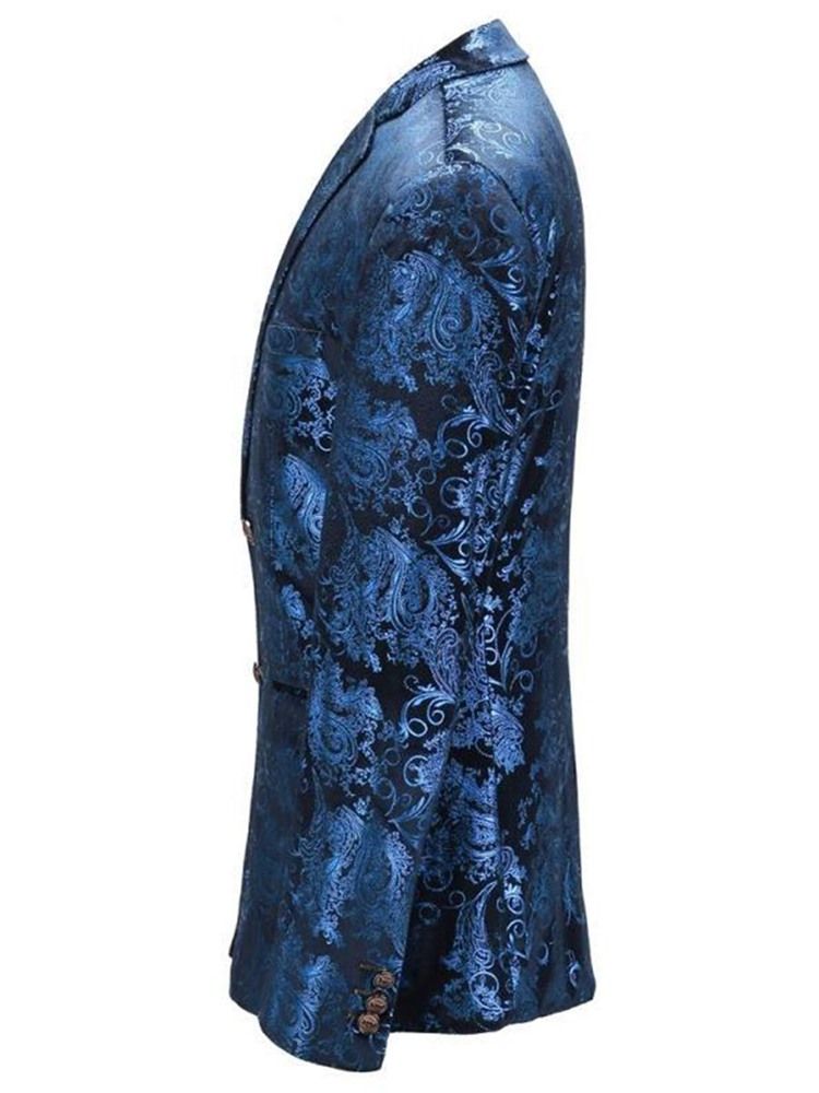 Lapel Slim Classic Print Herr Blazer