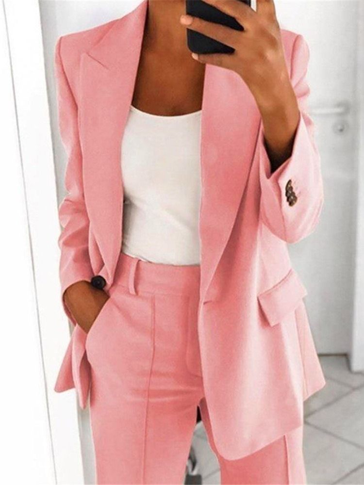 Naggad Kavaj Långärmad Vanlig Office Lady Dam Blazer