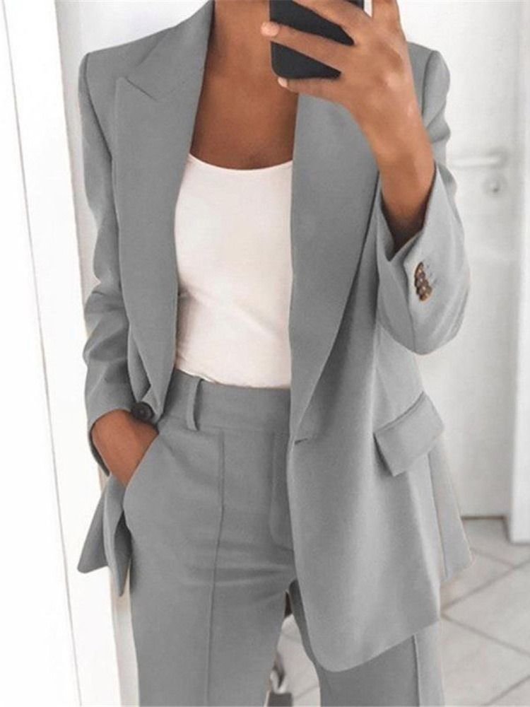 Naggad Kavaj Långärmad Vanlig Office Lady Dam Blazer