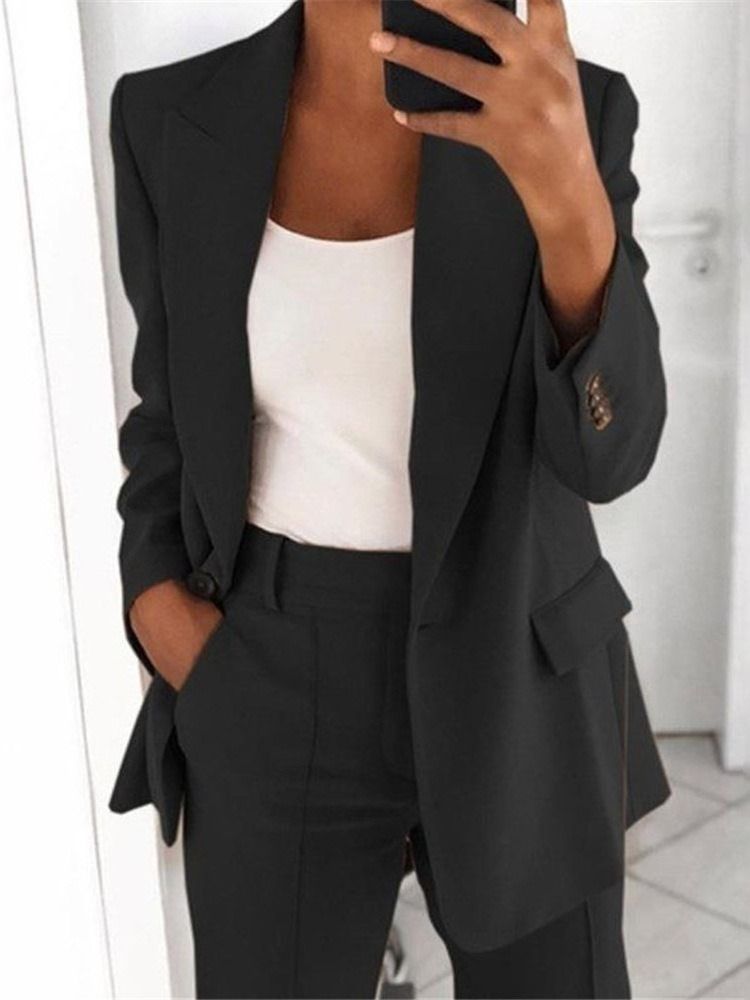 Naggad Kavaj Långärmad Vanlig Office Lady Dam Blazer