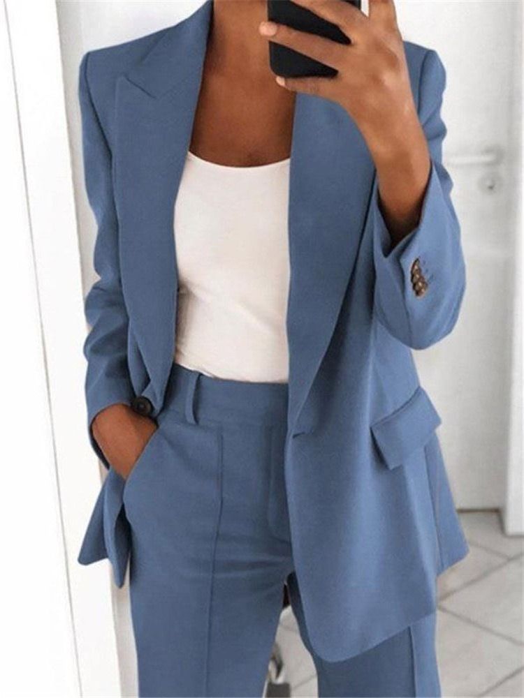 Naggad Kavaj Långärmad Vanlig Office Lady Dam Blazer