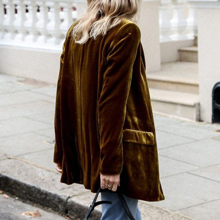 Naggad Kavaj Vanlig Långärmad Mellanlång Höst Casual Blazer