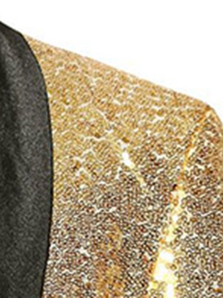 Patchwork Paljetter One Button Party Ball Blazer För Män