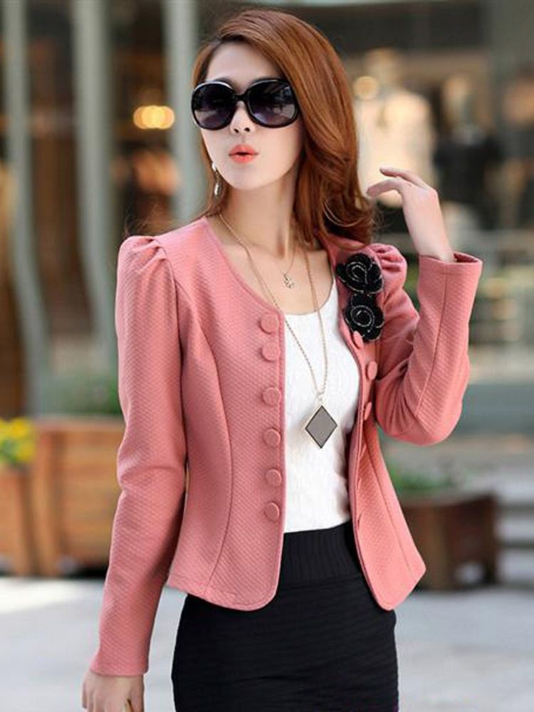 Retro Slim Dubbelknäppt Cardigan Fancy Blazer