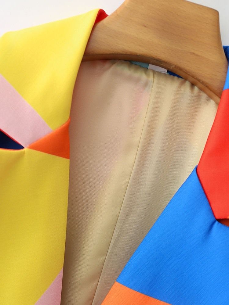 Skårad Kavaj Geometrisk Långärmad Mellanlång Höst Casual Blazer
