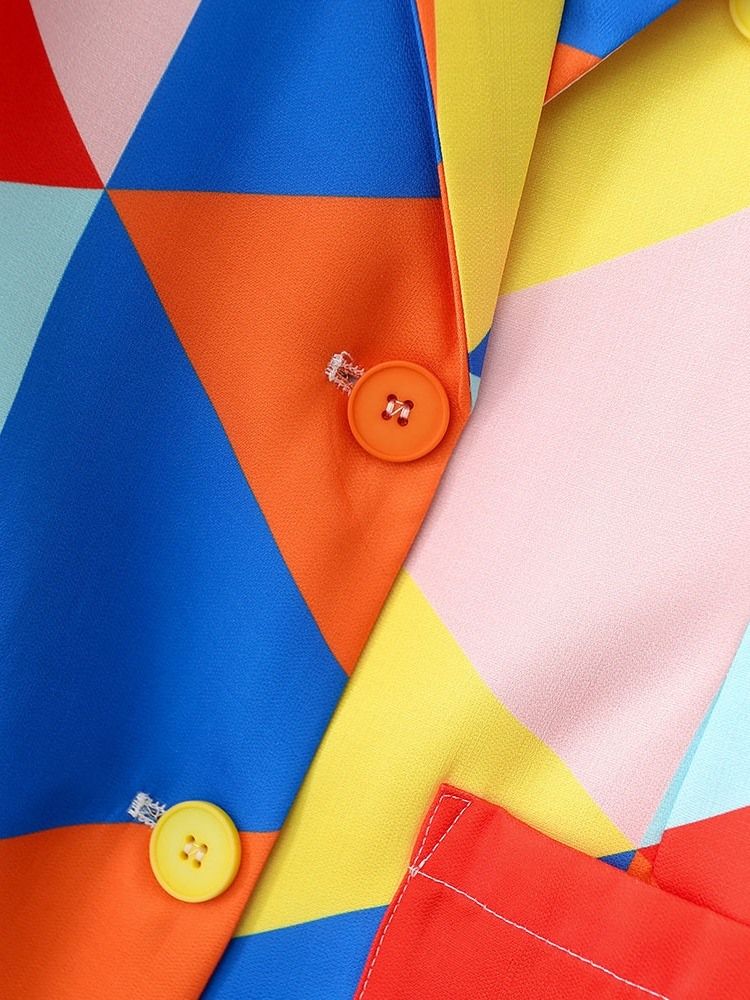 Skårad Kavaj Geometrisk Långärmad Mellanlång Höst Casual Blazer