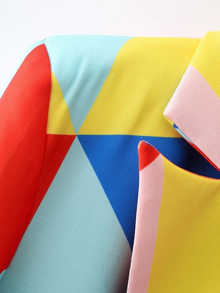 Skårad Kavaj Geometrisk Långärmad Mellanlång Höst Casual Blazer