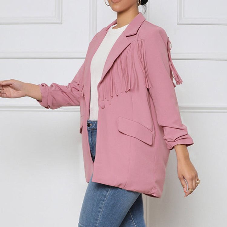 Skårad Kavaj Långärmad En Knapp Fall Mellanlängd Casual Blazer