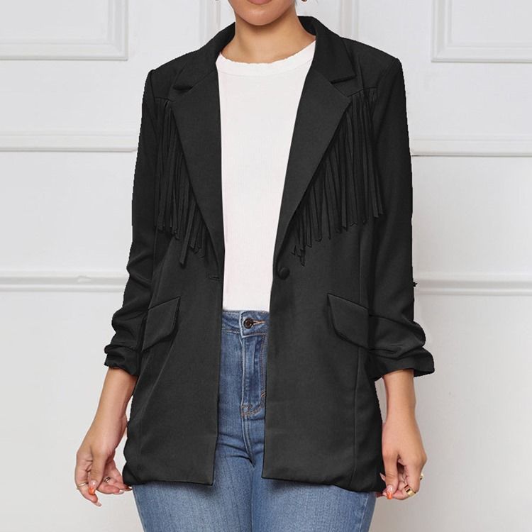 Skårad Kavaj Långärmad En Knapp Fall Mellanlängd Casual Blazer