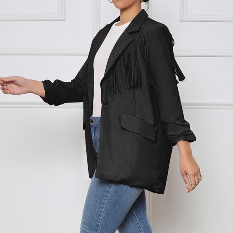 Skårad Kavaj Långärmad En Knapp Fall Mellanlängd Casual Blazer