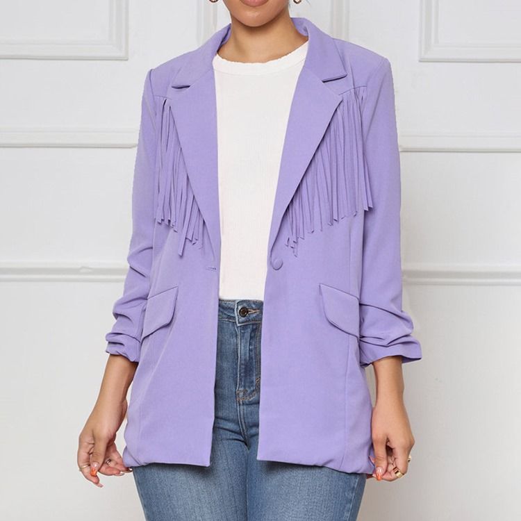 Skårad Kavaj Långärmad En Knapp Fall Mellanlängd Casual Blazer