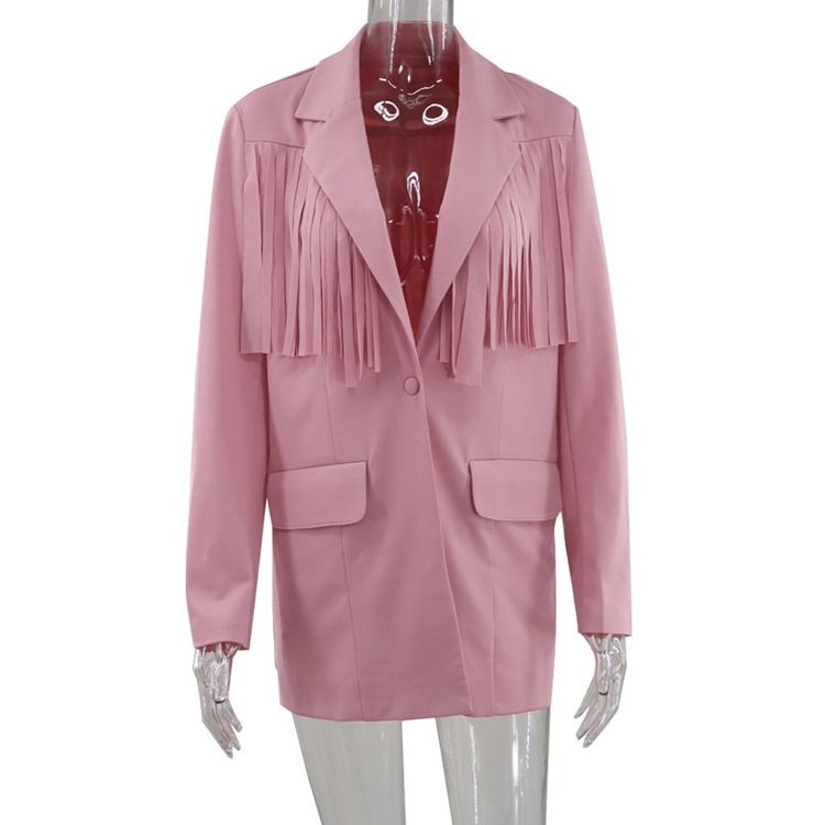 Skårad Kavaj Långärmad En Knapp Fall Mellanlängd Casual Blazer