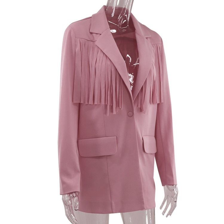 Skårad Kavaj Långärmad En Knapp Fall Mellanlängd Casual Blazer