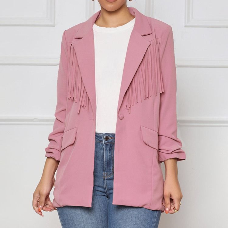 Skårad Kavaj Långärmad En Knapp Fall Mellanlängd Casual Blazer