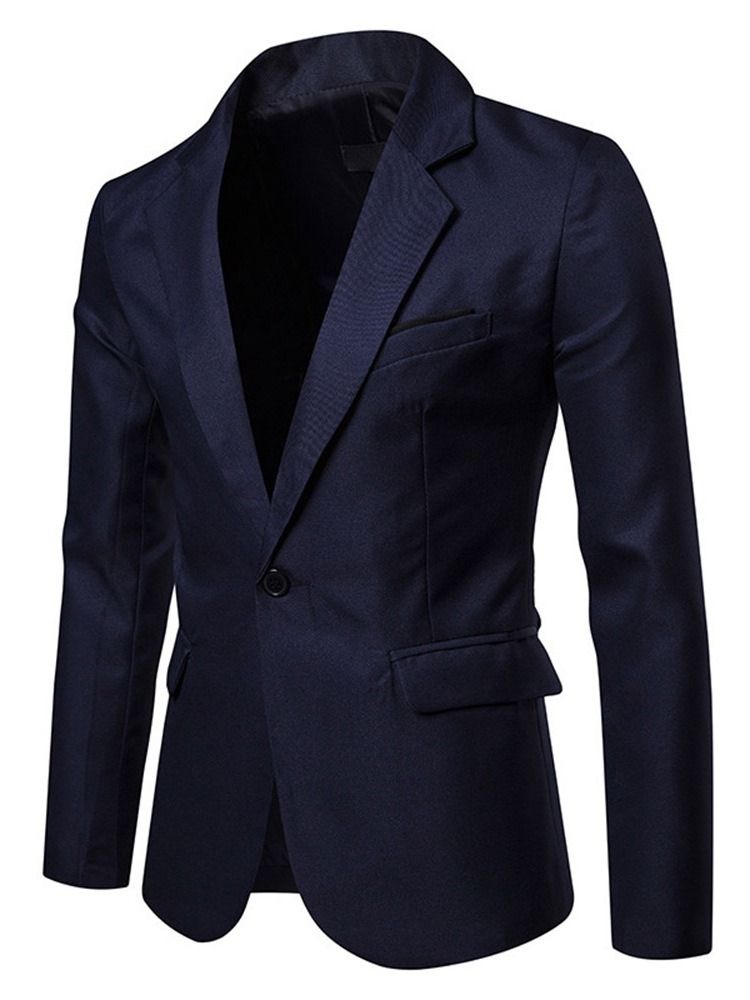 Slim Vanlig Modeblazer Med En Knapp