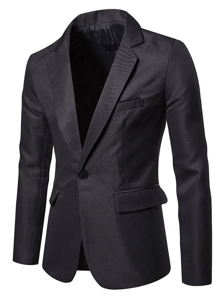 Slim Vanlig Modeblazer Med En Knapp