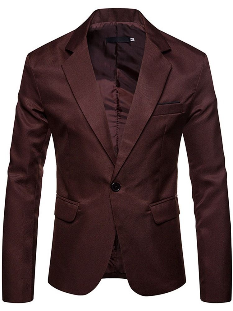 Slim Vanlig Modeblazer Med En Knapp