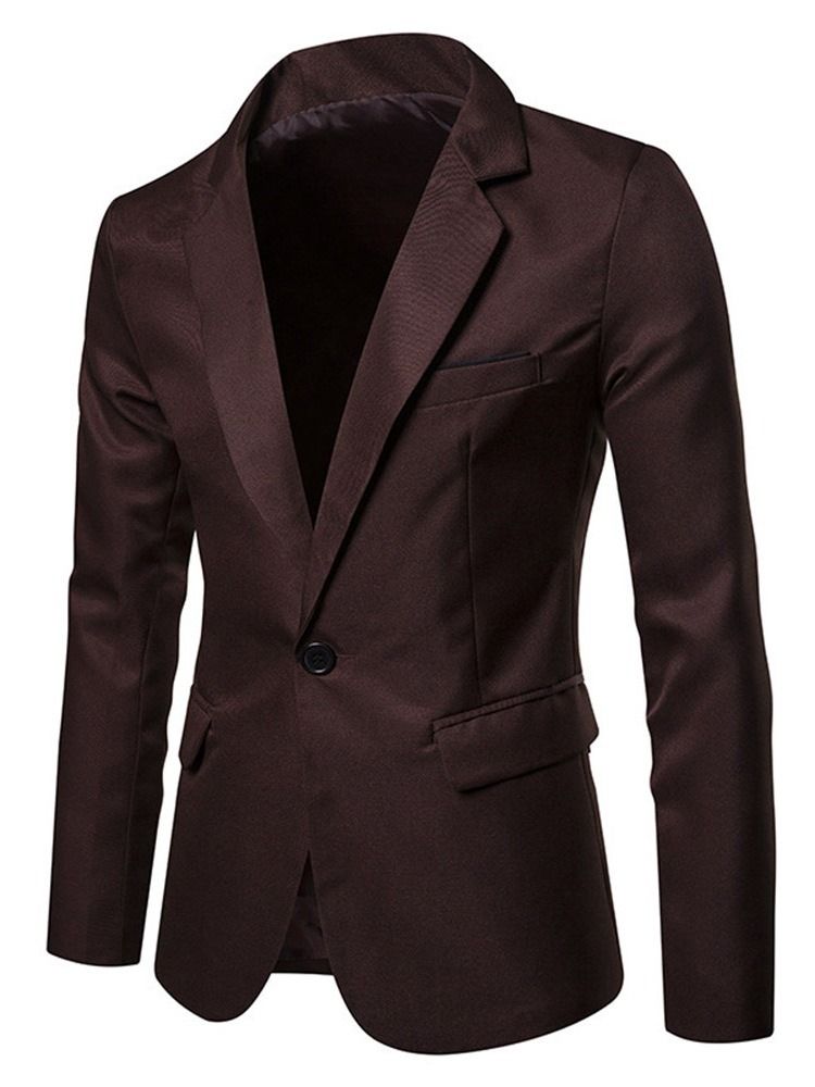 Slim Vanlig Modeblazer Med En Knapp