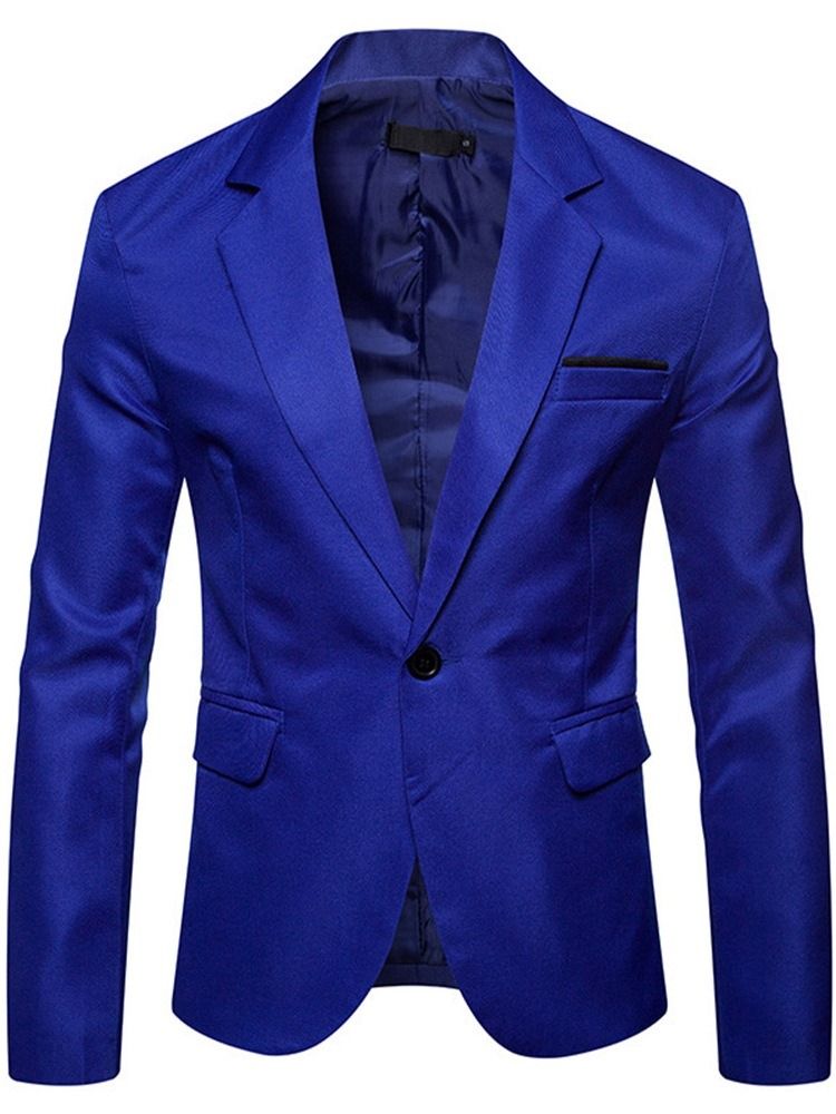Slim Vanlig Modeblazer Med En Knapp