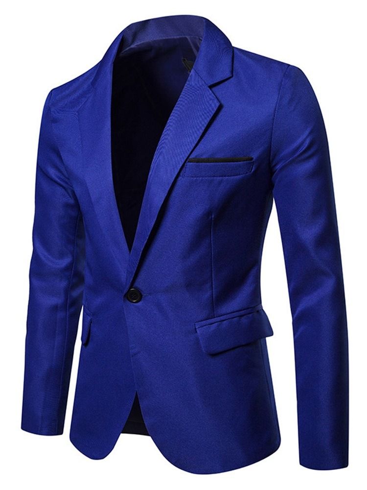 Slim Vanlig Modeblazer Med En Knapp