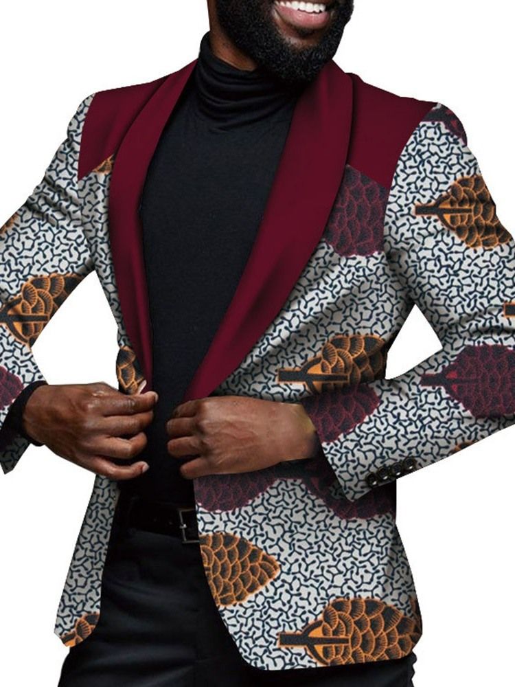 Slimmad Enknappstryck För Män Fritidsblazer