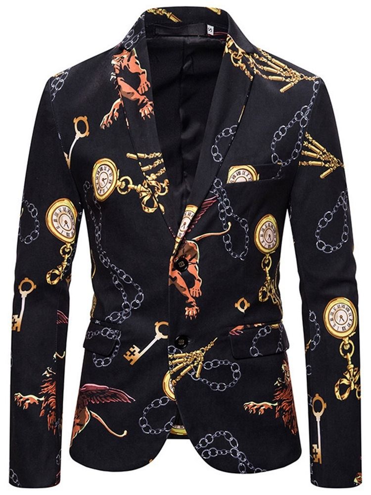 Smal Lapel Enkelknäppt Fritidsblazer För Män