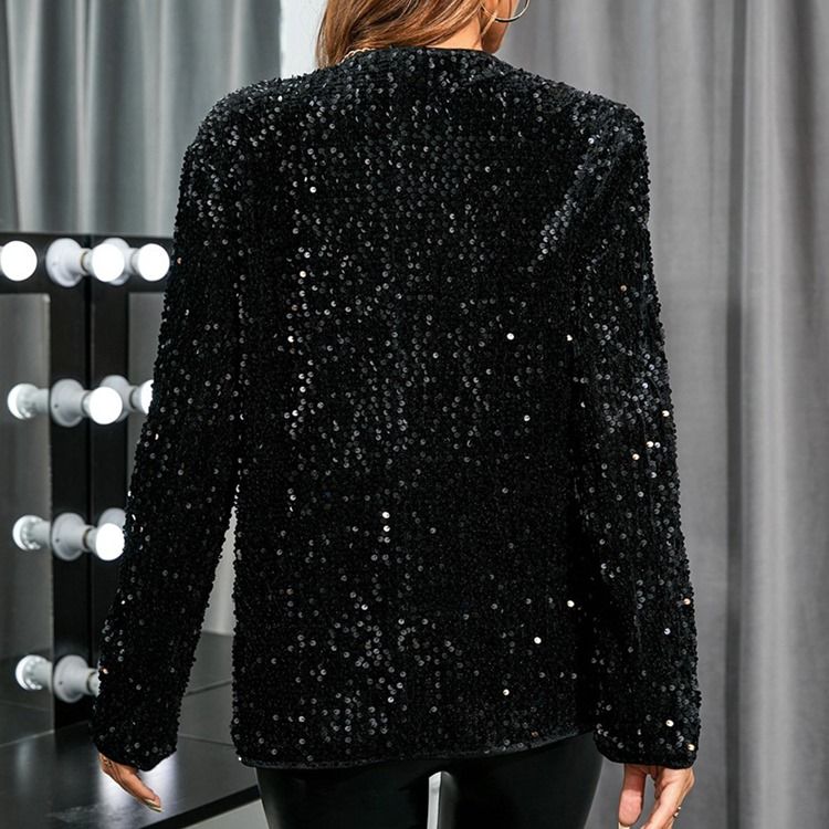 V-Halsad Enkelknäppt Långärmad Vanlig Mellanlång Casual Blazer