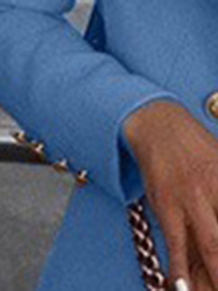 Vanlig Dubbelknäppt Långärmad Kavaj Med Skåra Fall Vanlig Casual Damblazer