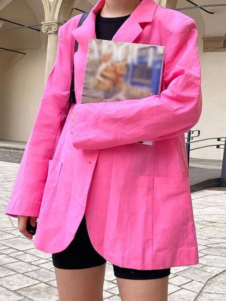 Vanlig Enkelknäppt Långärmad Vanlig Fall Casual Blazer