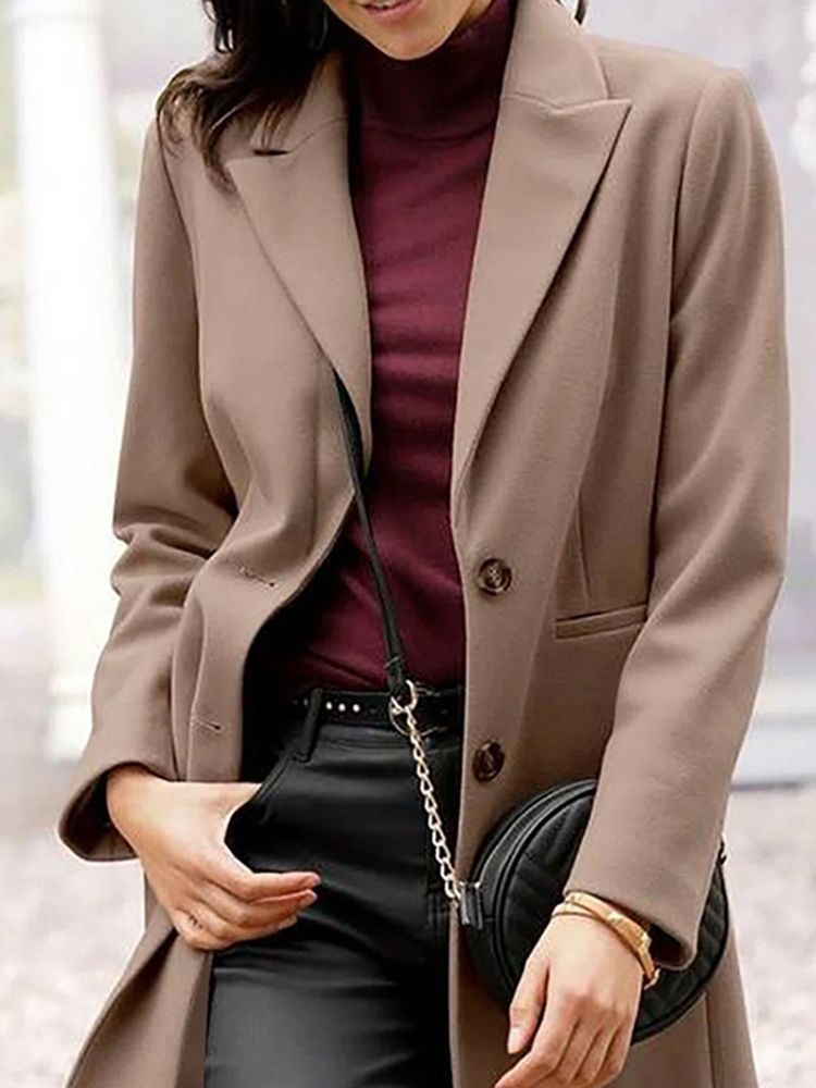 Vanlig Långärmad Enkelknäppt Höst Vanlig Casual Blazer