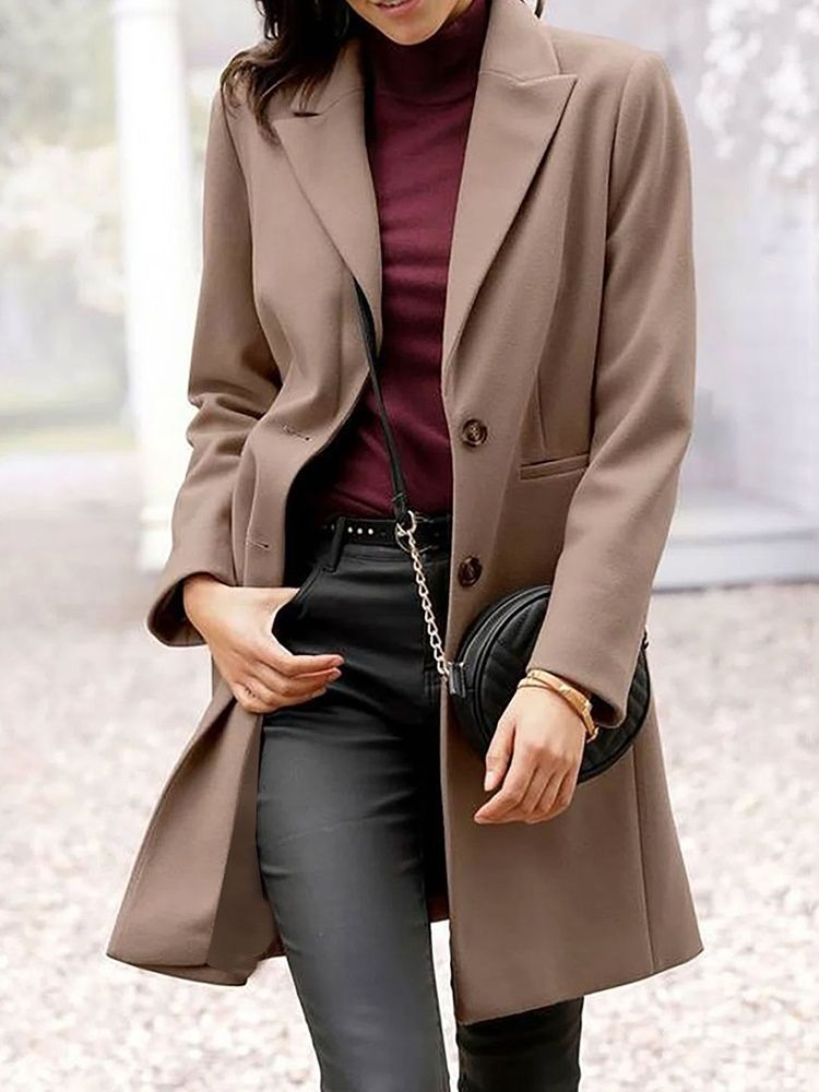 Vanlig Långärmad Enkelknäppt Höst Vanlig Casual Blazer